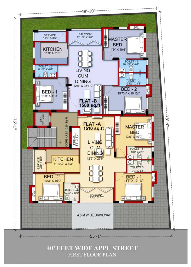 Vishnoo Builders Mayuravalli Apartments Appu Street Mylapore First Floor Plan