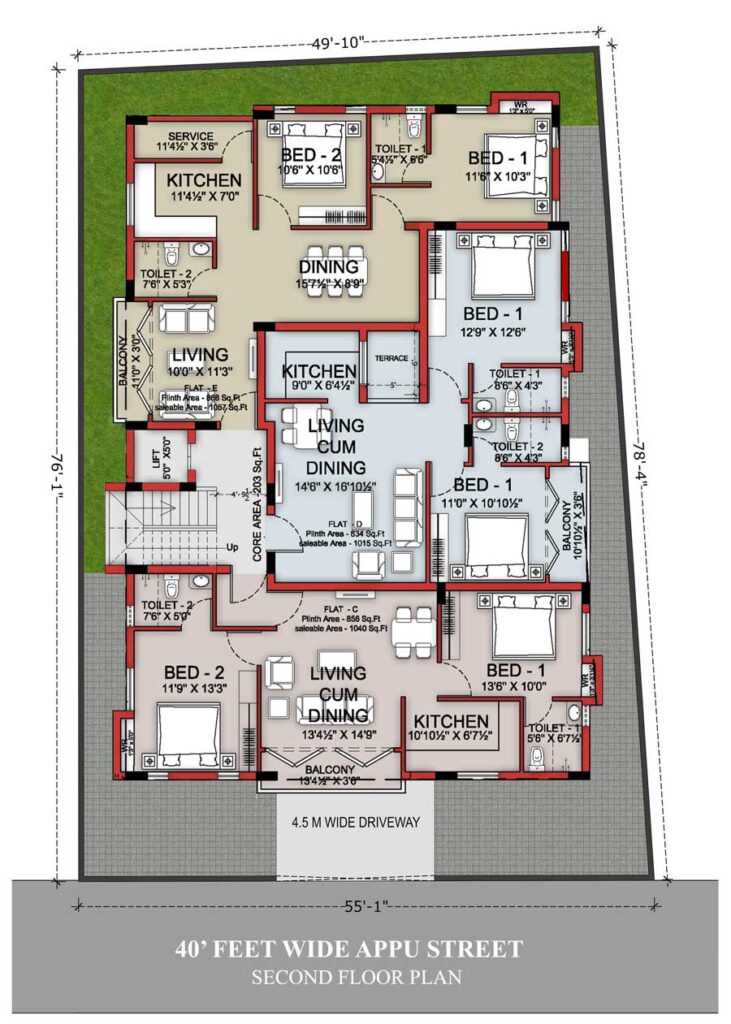 Vishnoo Builders Mayuravalli Apartments Appu Street Mylapore Second Floor Plan