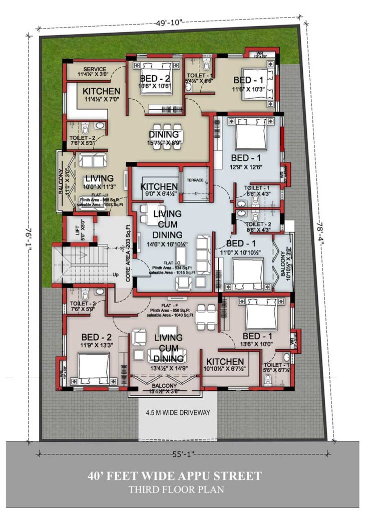 Vishnoo Builders Mayuravalli Apartments Appu Street Mylapore Third Floor Plan